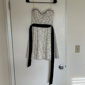 Strapless White Floral Lace Dress